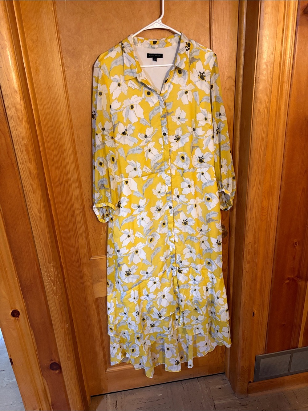 Banana Republic Yellow and White Floral Button-Front Maxi Dress